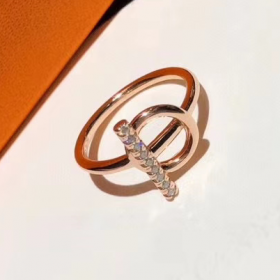 2020 Hermes Filet 18K  Rose Gold Diamond Ring  